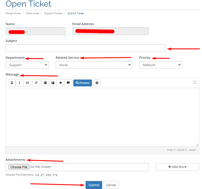 ticket submit for linkhostbd